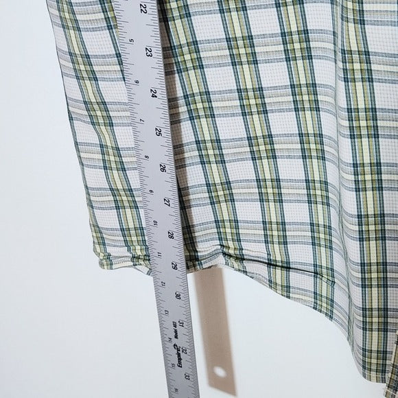 Eddie Bauer Green Plaid Button Down Shirt Size Tall Large