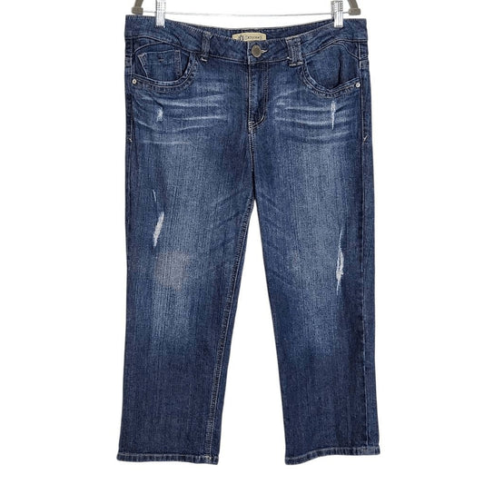 Democracy Distressed Capri Jeans with Embellished Pockets Size 14