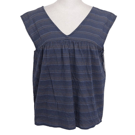 a.n.a Blue Cotton Sleeveless Top Size XS Blue Dot Print Sleeveless Blouse