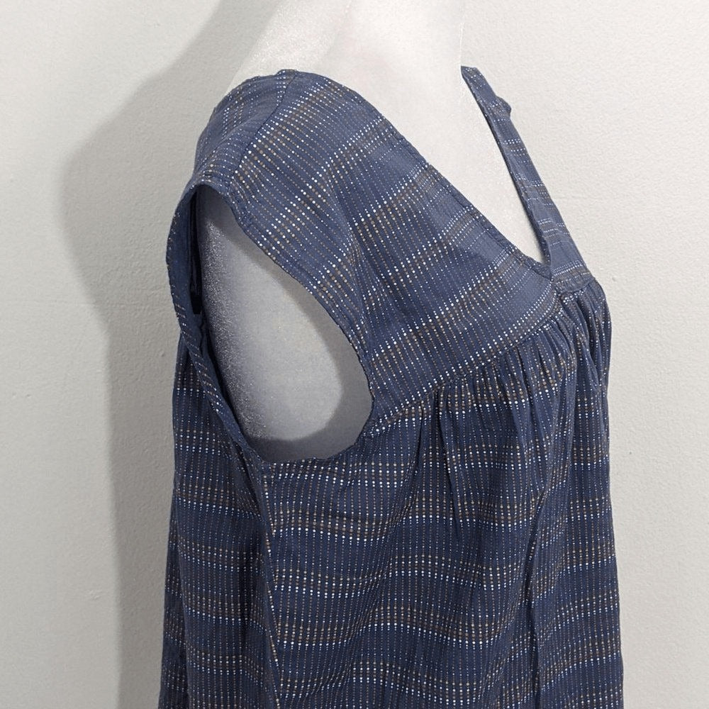 a.n.a Blue Cotton Sleeveless Top Size XS Blue Dot Print Sleeveless Blouse