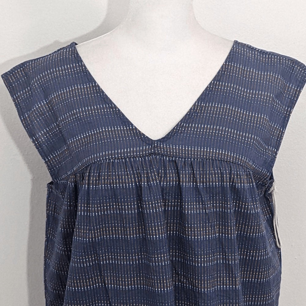 a.n.a Blue Cotton Sleeveless Top Size XS Blue Dot Print Sleeveless Blouse