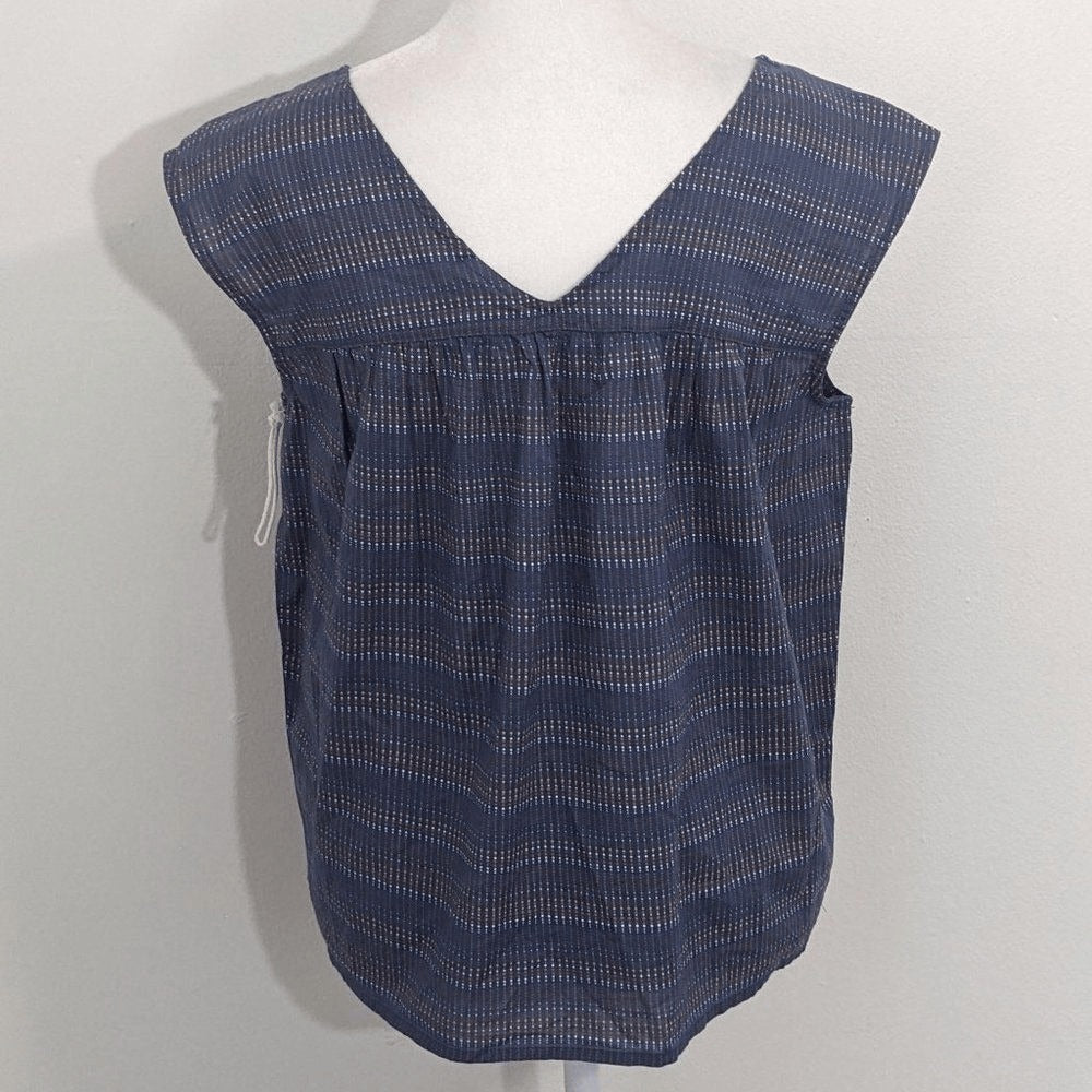 a.n.a Blue Cotton Sleeveless Top Size XS Blue Dot Print Sleeveless Blouse