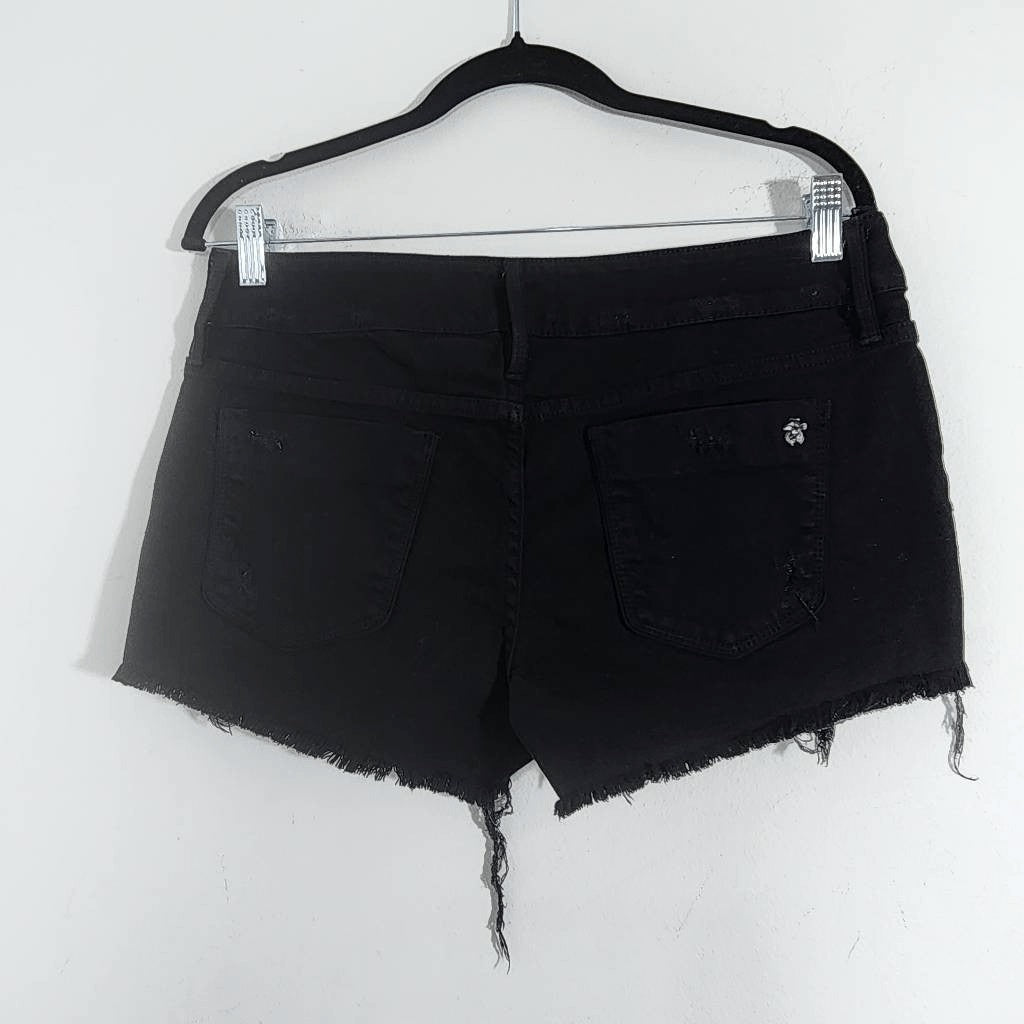 Black Orchid Black Distressed Jean Shorts NWT Size 29 Cut-Off Black Denim Shorts