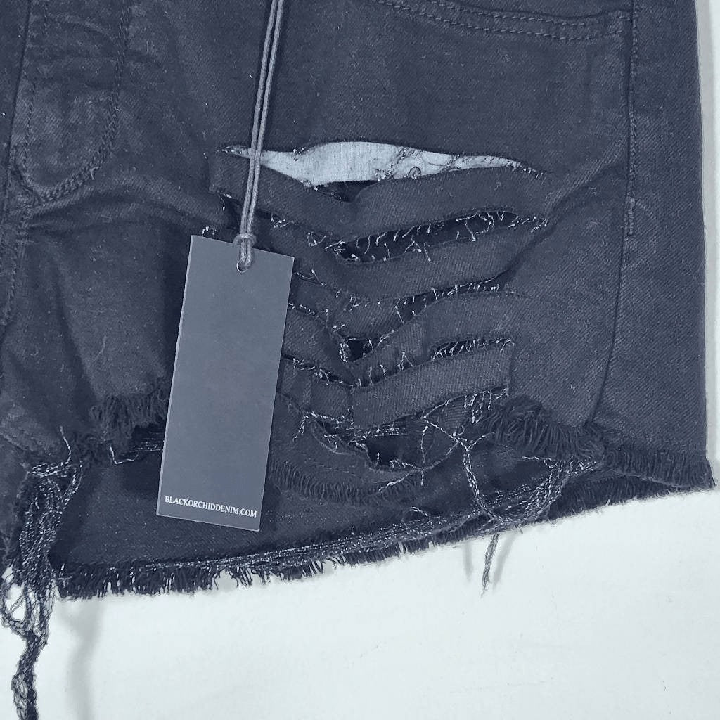 Black Orchid Black Distressed Jean Shorts NWT Size 29 Cut-Off Black Denim Shorts