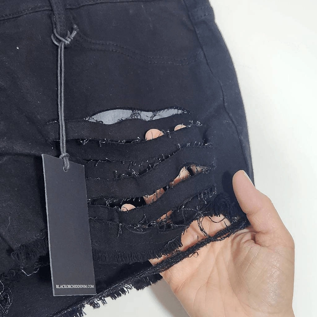 Black Orchid Black Distressed Jean Shorts NWT Size 29 Cut-Off Black Denim Shorts