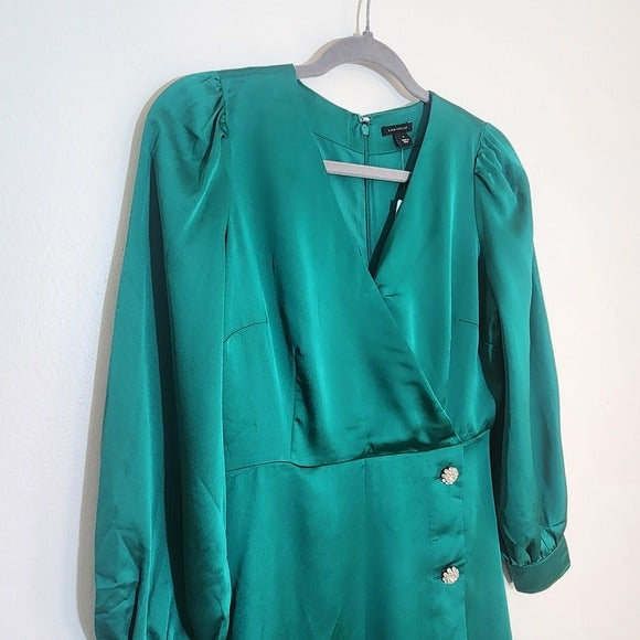 Ann Taylor Green Wrap Look Dress Size 2 Petite NWT Wedding Guest Dress
