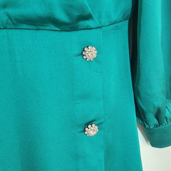 Ann Taylor Green Wrap Look Dress Size 2 Petite NWT Wedding Guest Dress