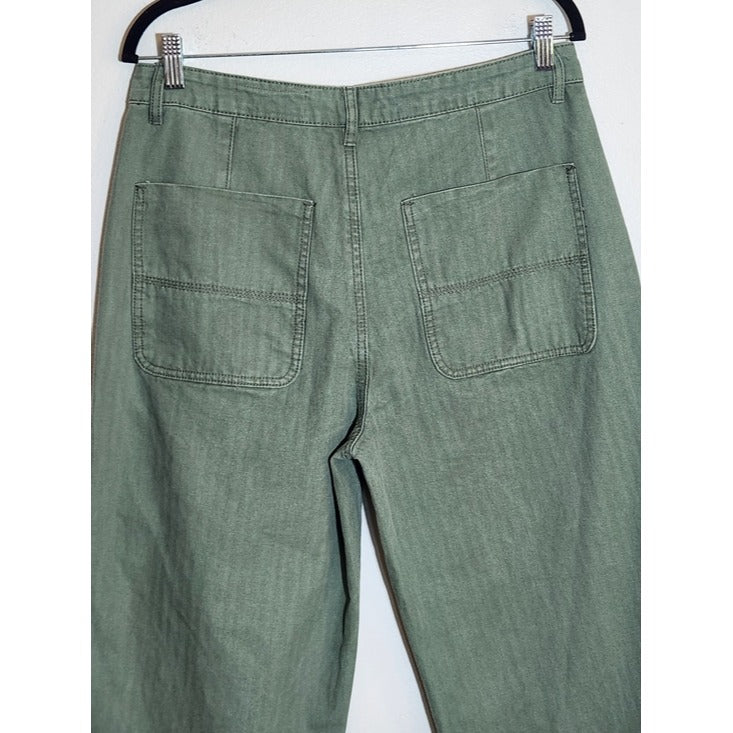 Wishlist Army Green Cropped Wide Leg Pants Size Large
