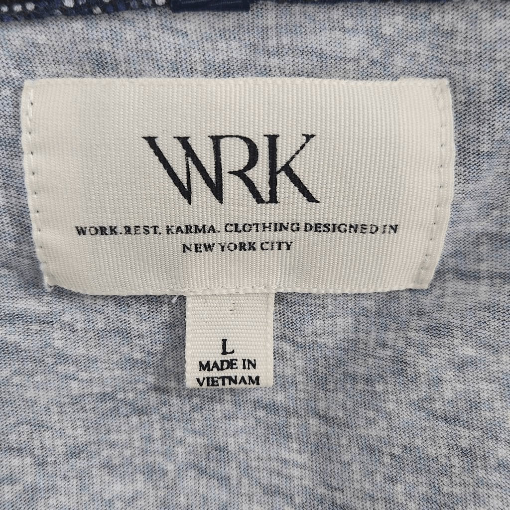 WRK Work Rest Karma Blue Short Sleeve Top Size Large Short Sleeve Henley Top