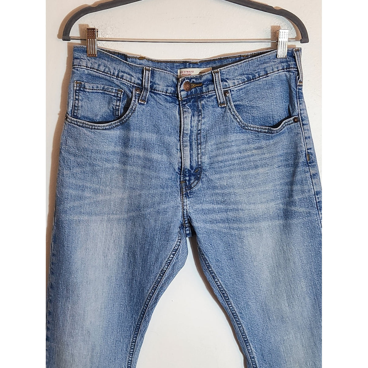 Levi's Blue Denim Bootcut Jeans Faded Distressed Size 32 x 30