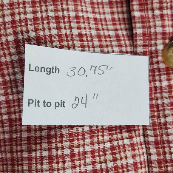 Eddie Bauer Red Plaid Short Sleeve Button Down Shirt Size Large Red Preppy Shirt