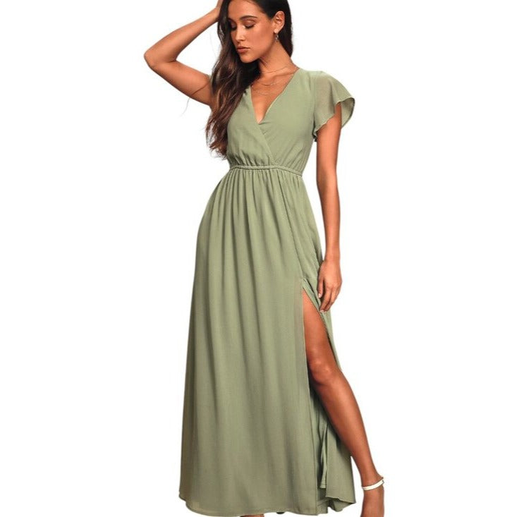 Lulus Sage Green Formal Maxi Dress Size Large NWT Wedding Guest Dress