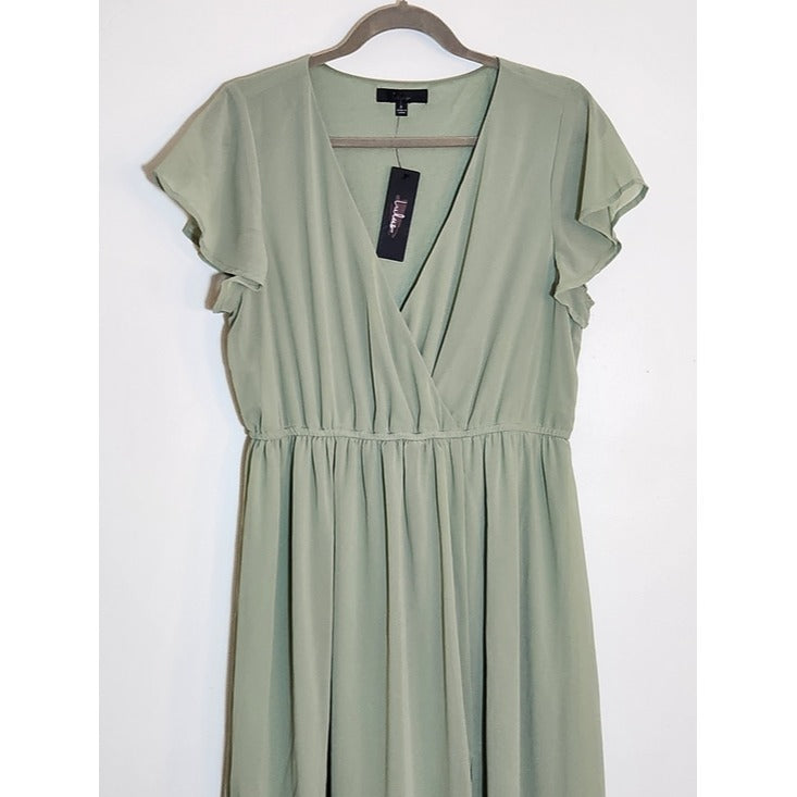 Lulus Sage Green Formal Maxi Dress Size Large NWT Wedding Guest Dress