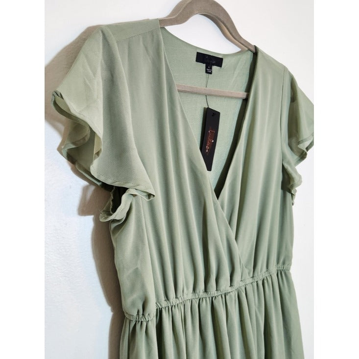 Lulus Sage Green Formal Maxi Dress Size Large NWT Wedding Guest Dress