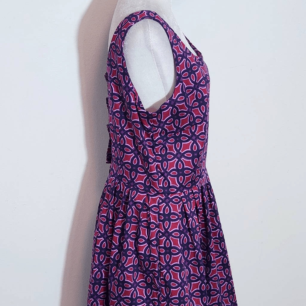 Taylor Burgundy Print Fit and Flare Dress Size 12 Wedding Guest Dress