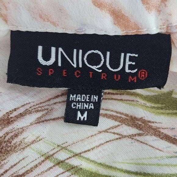 Unique Spectrum Sheer Floral Print Blouse with Smocked Waist NWT Size Medium