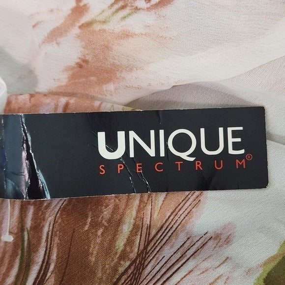 Unique Spectrum Sheer Floral Print Blouse with Smocked Waist NWT Size Medium
