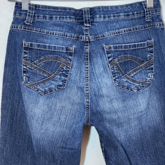 Nine West Denim Pedal Pushers Size 10 Cuffed Long Denim Shorts