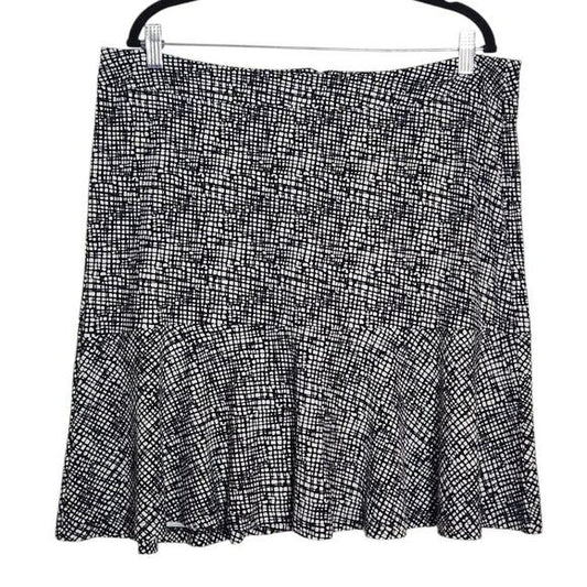 Cato Black and White Print Mini Skirt with Ruffle Hemline Size 16, New