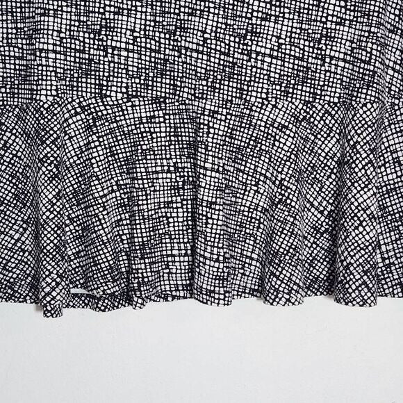 Cato Black and White Print Mini Skirt with Ruffle Hemline Size 16, New