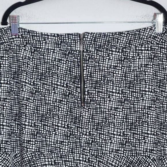 Cato Black and White Print Mini Skirt with Ruffle Hemline Size 16, New
