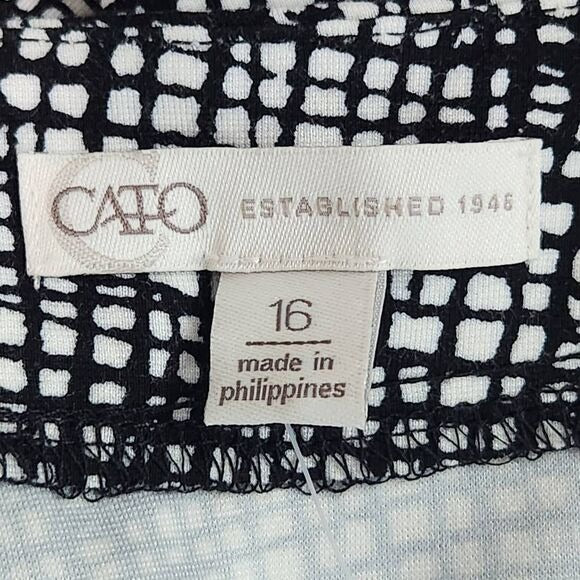 Cato Black and White Print Mini Skirt with Ruffle Hemline Size 16, New