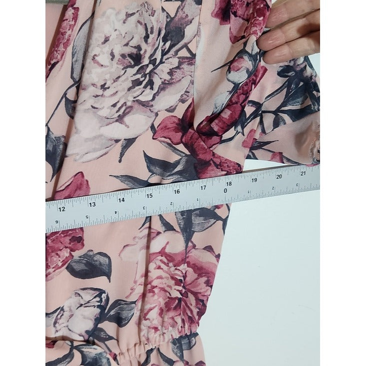 LOFT Pink Floral Wrap Look Dress Size Medium Wedding Guest Dress