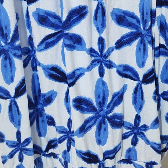 Lane Bryant Blue Floral Sleeveless Top Size 26/28 Blue Shibori Print Tank