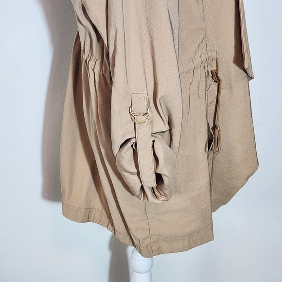 Torrid Tan Jacket with Draped Front Size 1X Torrid Khaki Jacket
