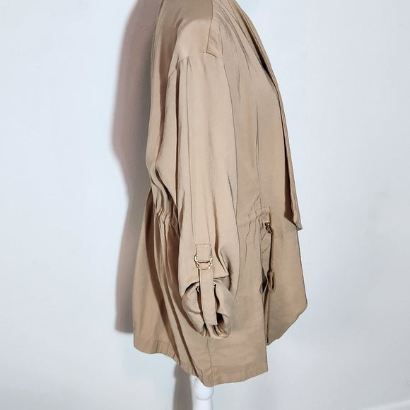 Torrid Tan Jacket with Draped Front Size 1X Torrid Khaki Jacket
