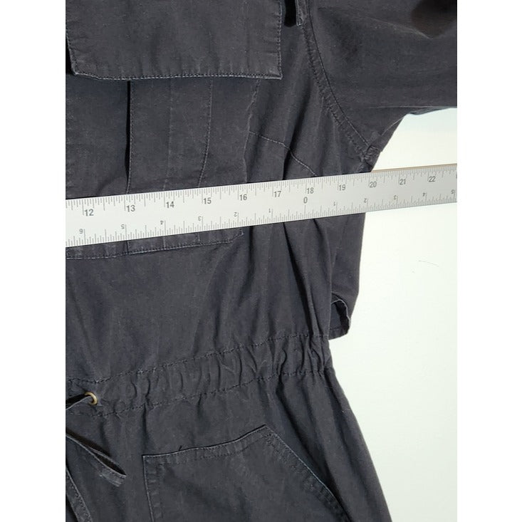 Banana Republic Black Trench Coat Style Shirt Dress Size Large