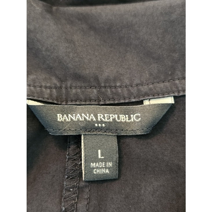 Banana Republic Black Trench Coat Style Shirt Dress Size Large