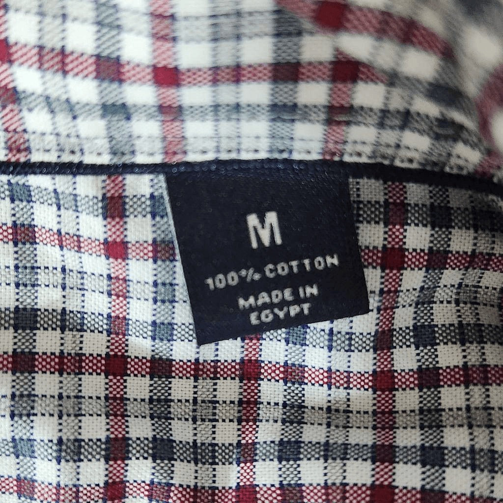 Hart Schaffner Marx Burgundy and Gray Plaid Button Down Shirt Size Medium