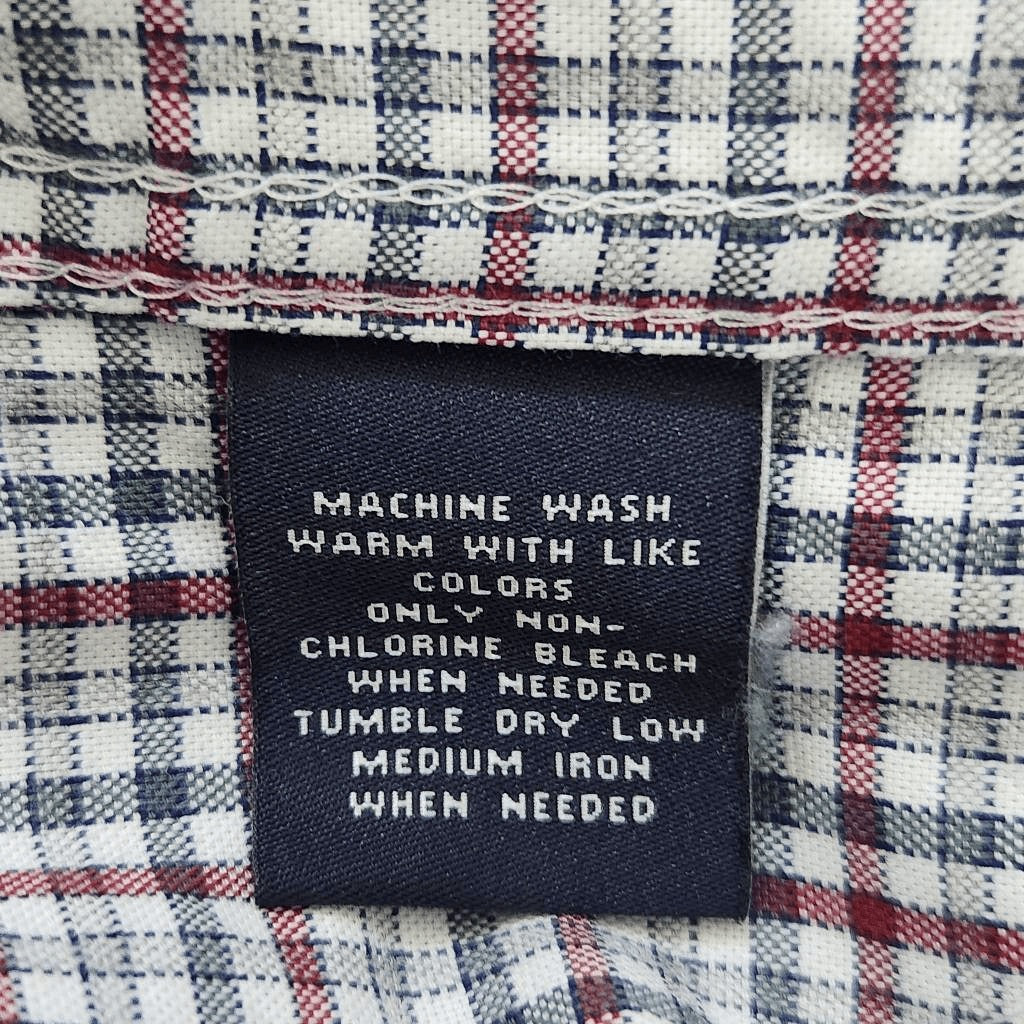 Hart Schaffner Marx Burgundy and Gray Plaid Button Down Shirt Size Medium