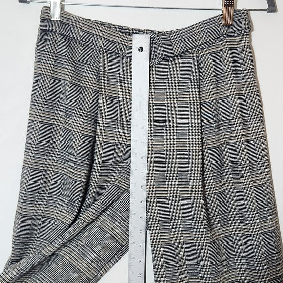 June & Hudson Black and White Plaid Wide-Leg Pants Size Small