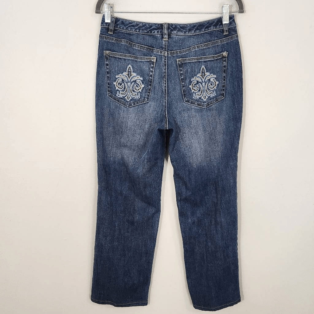 Talbots Stretch Denim Embellished Pockets Ankle Jeans Size 6 Petite