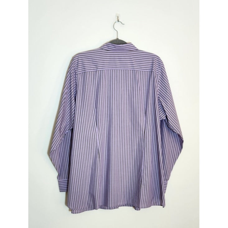 Lands End Womens Purple and Gray Stripe Button Down Shirt Size 20W