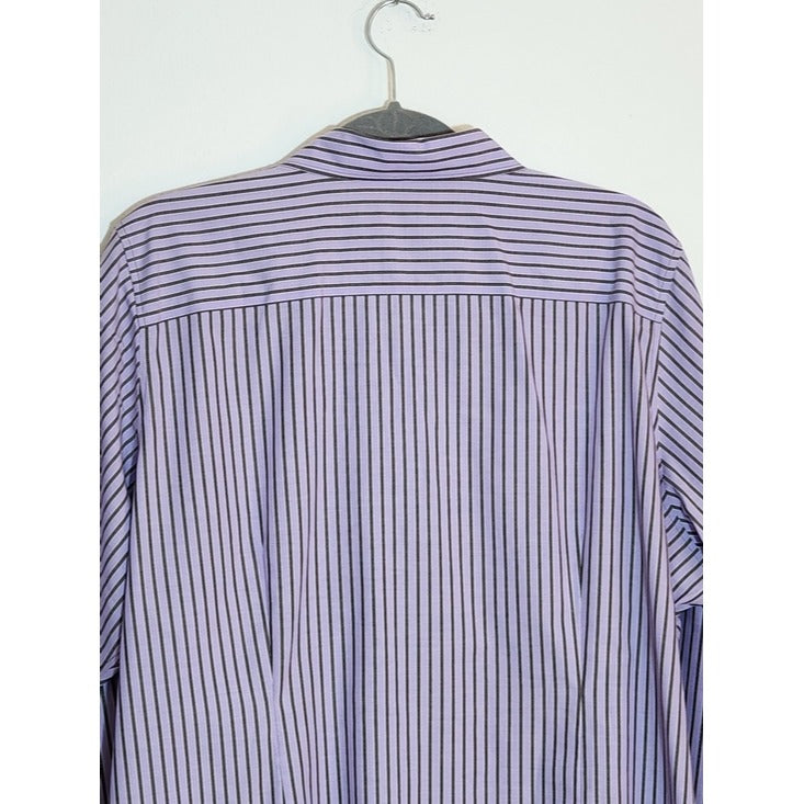 Lands End Womens Purple and Gray Stripe Button Down Shirt Size 20W