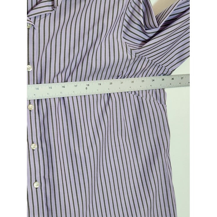 Lands End Womens Purple and Gray Stripe Button Down Shirt Size 20W