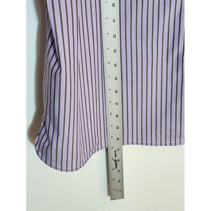 Lands End Womens Purple and Gray Stripe Button Down Shirt Size 20W