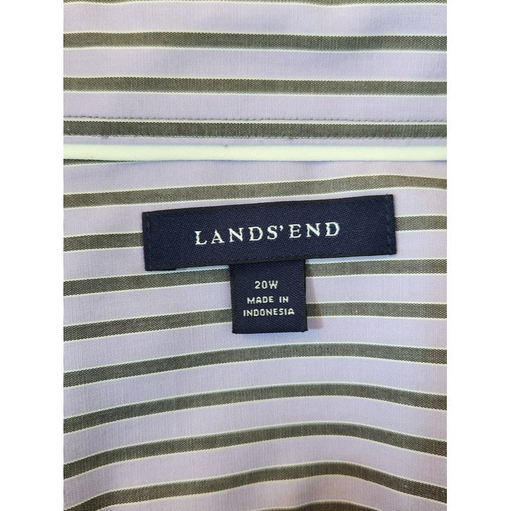 Lands End Womens Purple and Gray Stripe Button Down Shirt Size 20W