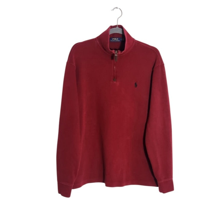 Polo Ralph Lauren Mens Deep Red Quarter Zip Pullover Size Large