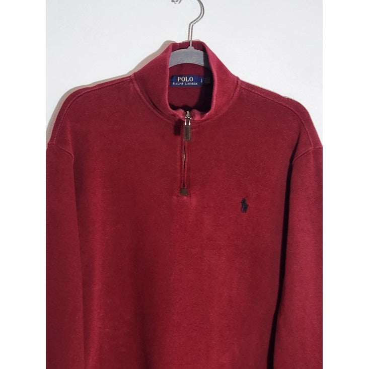 Polo Ralph Lauren Mens Deep Red Quarter Zip Pullover Size Large