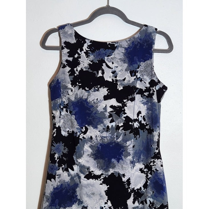 AB Studio Black Blue Gray Sleeveless Sheath Mini Dress Sz 8 Wedding Guest Dress