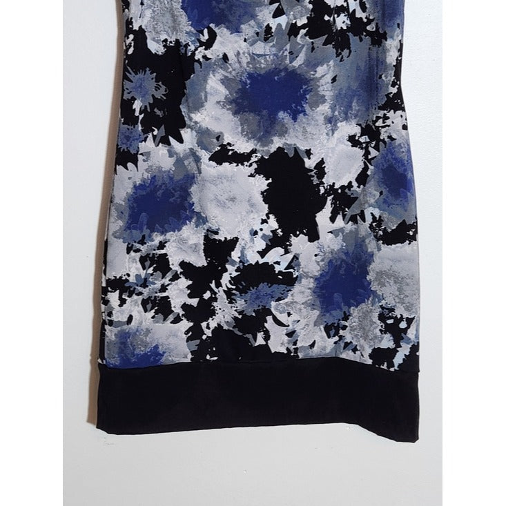 AB Studio Black Blue Gray Sleeveless Sheath Mini Dress Sz 8 Wedding Guest Dress