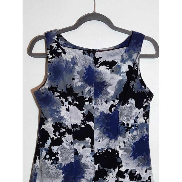 AB Studio Black Blue Gray Sleeveless Sheath Mini Dress Sz 8 Wedding Guest Dress