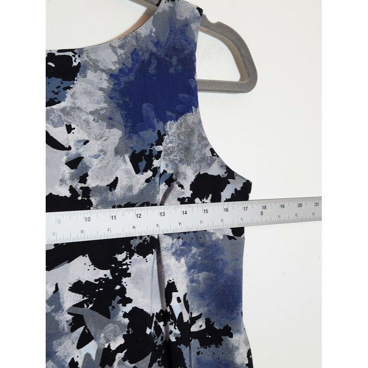 AB Studio Black Blue Gray Sleeveless Sheath Mini Dress Sz 8 Wedding Guest Dress