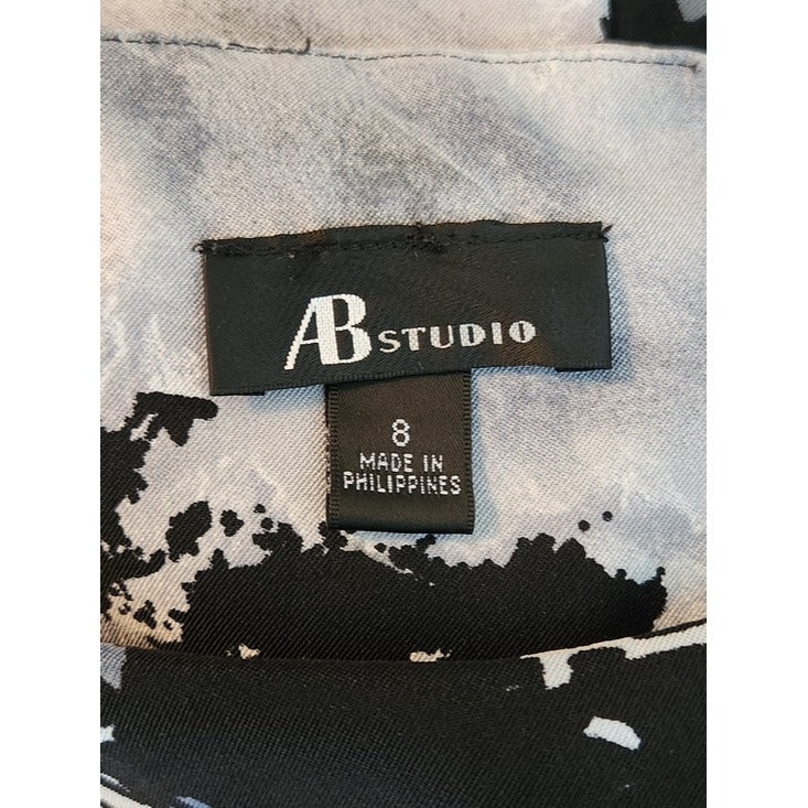 AB Studio Black Blue Gray Sleeveless Sheath Mini Dress Sz 8 Wedding Guest Dress