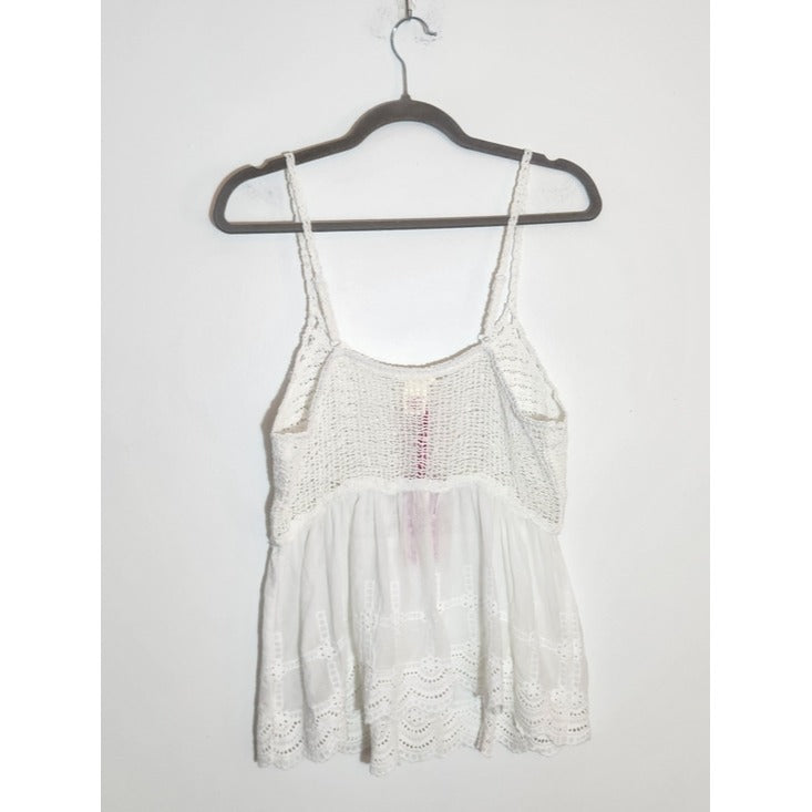 Pinky Cotton White Crochet Top Size Medium NWT