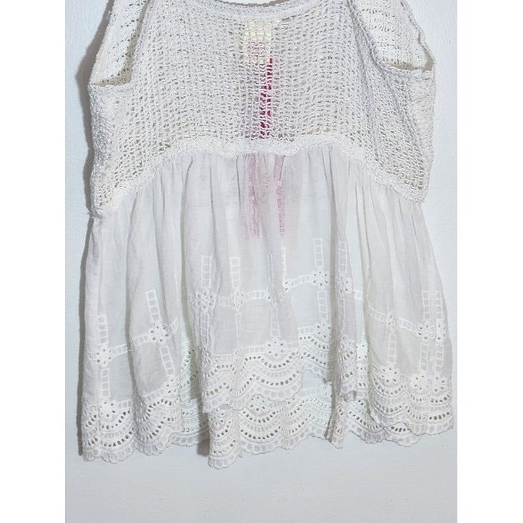 Pinky Cotton White Crochet Top Size Medium NWT